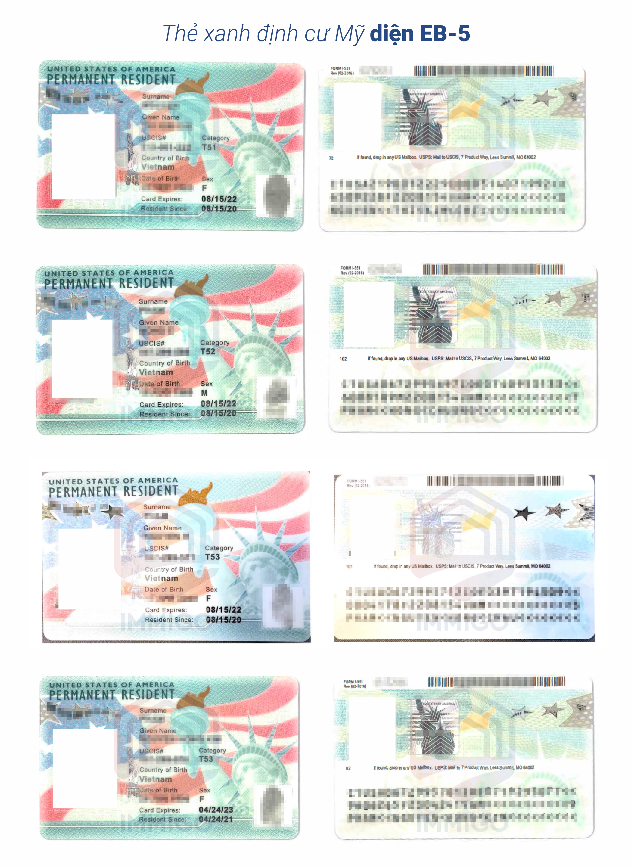 Thẻ xanh Định cư Mỹ diện EB-5 của gia đình 4 người