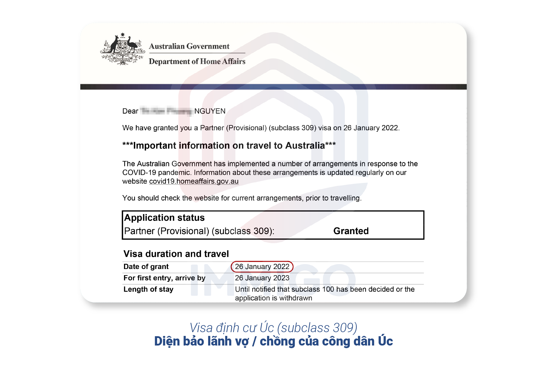 Visa định cư Úc subclass 309 (diện bảo lãnh vợ/chồng)